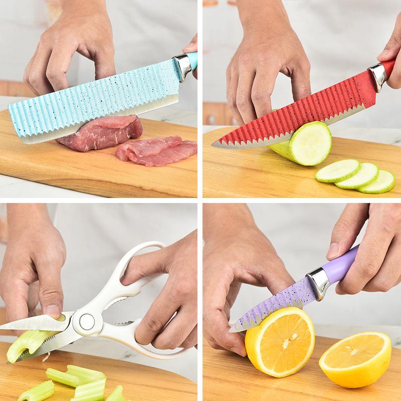 Color Wave Pattern 6-piece Knife Stainless Steel Kitchen Knife Gift Box