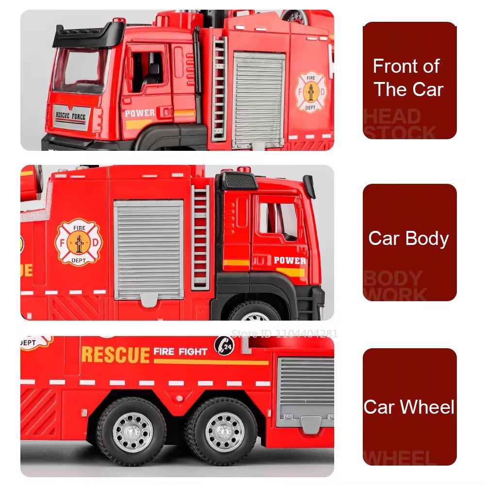 1:32 Fire Engine Model Toy City Sanitation Sweeper Diecast Metal Truck Doors Opened Sound Light Miniature Vehice Children's Toys
