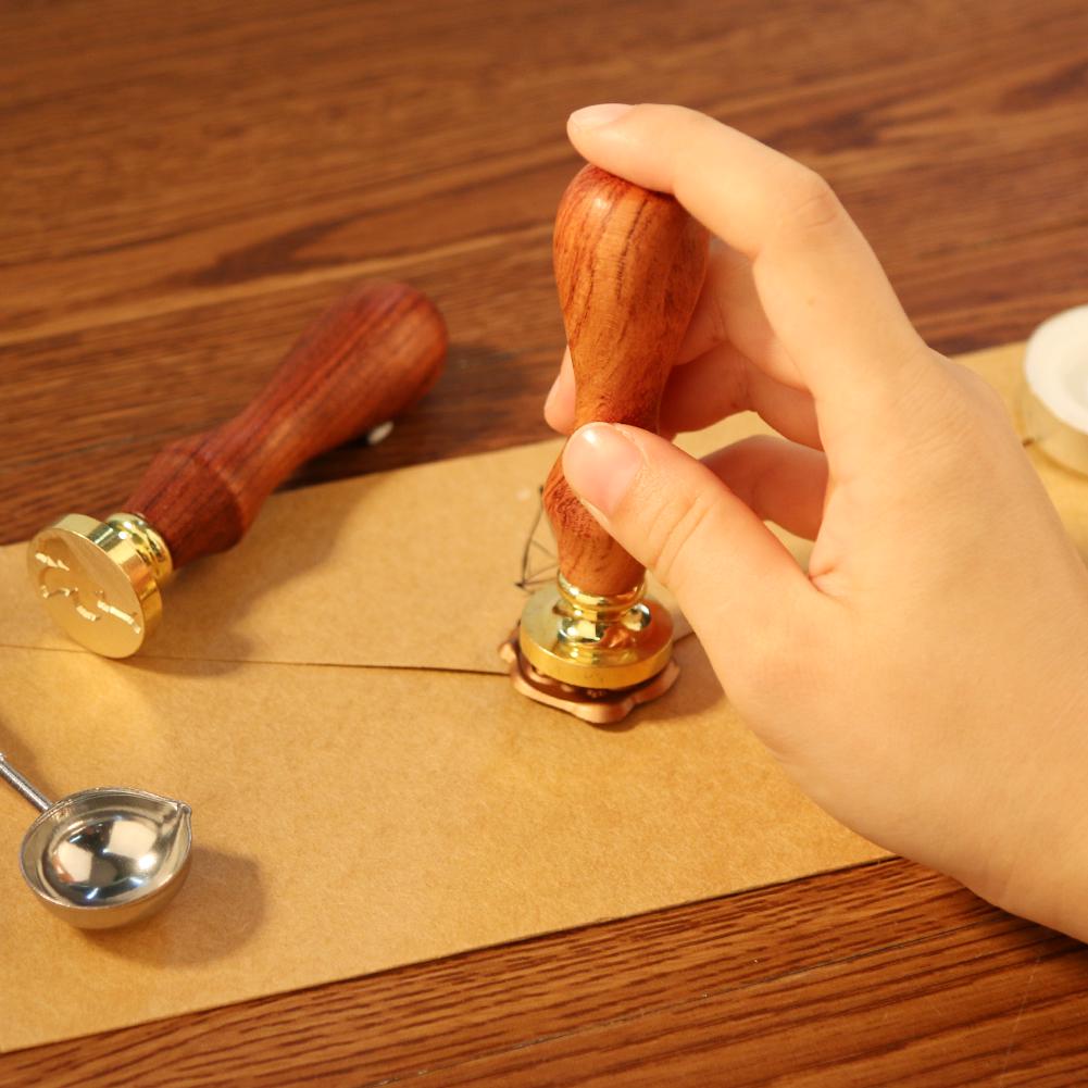 Rosewood Handle Sealing Wax Stamp Antique Metal Animal Girl for Documents Wedding Invitations Customs Crafts