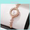Flower Petal Charm Watch For Women Quartz Wristwatch With Adjustable Chain Jewelry Style Gift