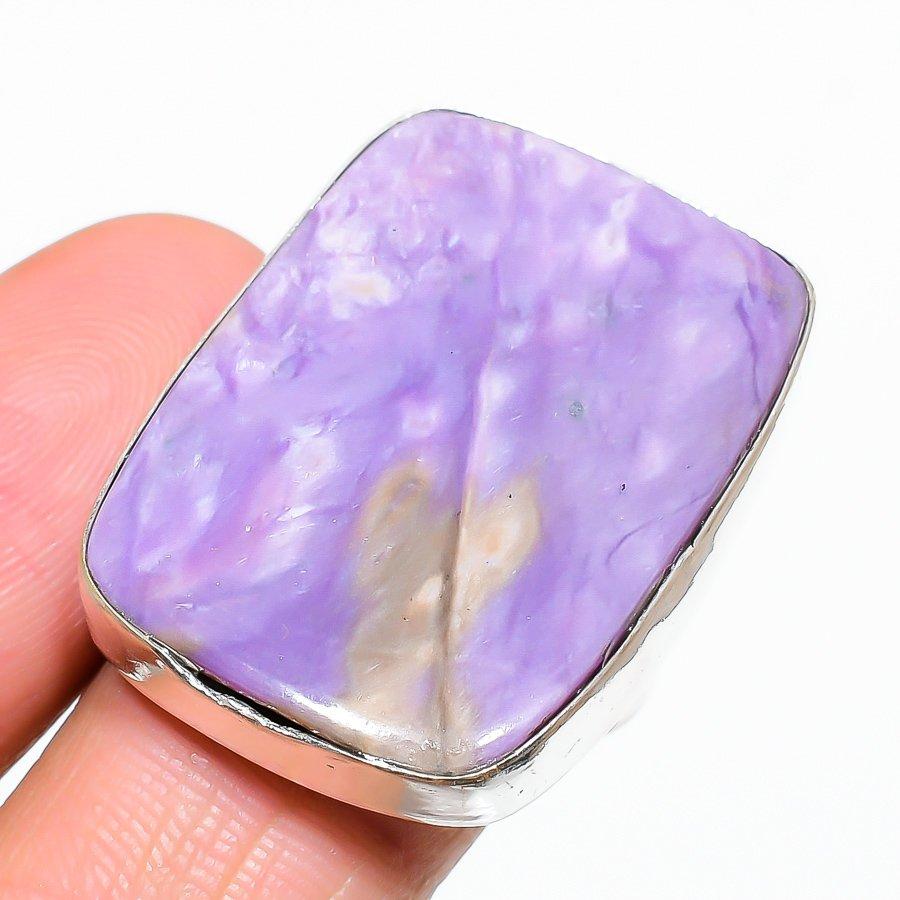 

Подарочное кольцо из стерлингового серебра 925 пробы с натуральным российским чароитом, размер 9 Z8K71