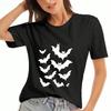 Bat & Forest Unisex Cotton T Shirt, Premium Cotton Quality Print, Durable, Casual Fashion, Spooky Bat Silhouette Design, Halloween Inspired Graphic Te