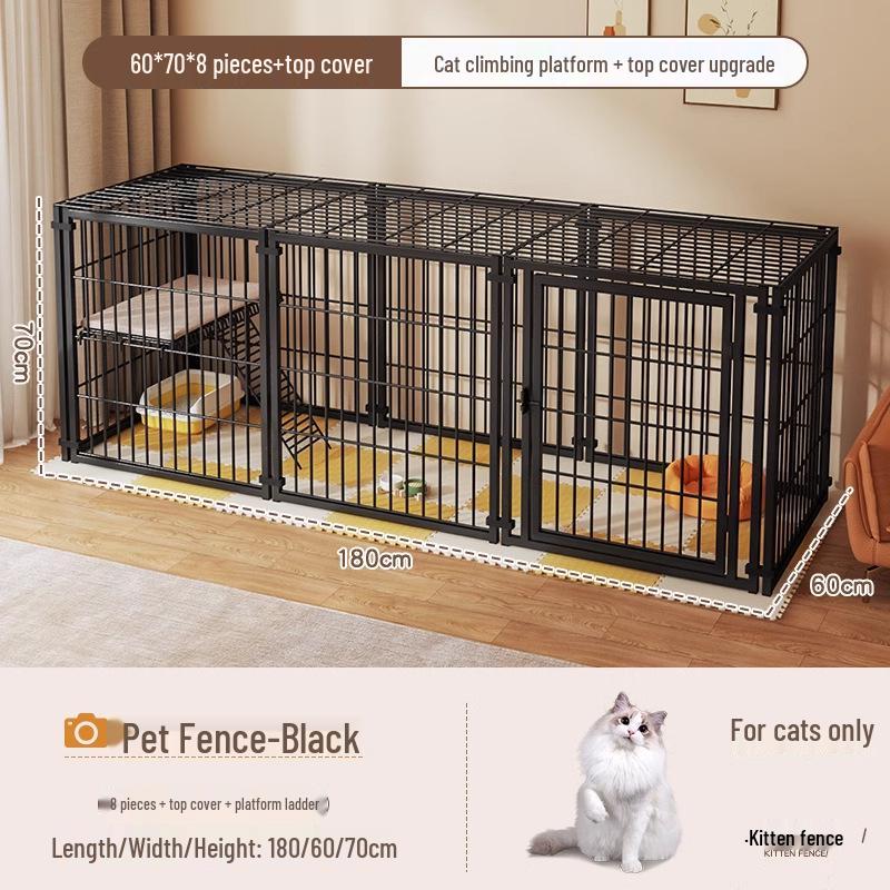 Cage pour chien de taille moyenne et grande avec clôture supérieure - Maison-villa pour chat et chien, Assemblage libre pour chats et chiens