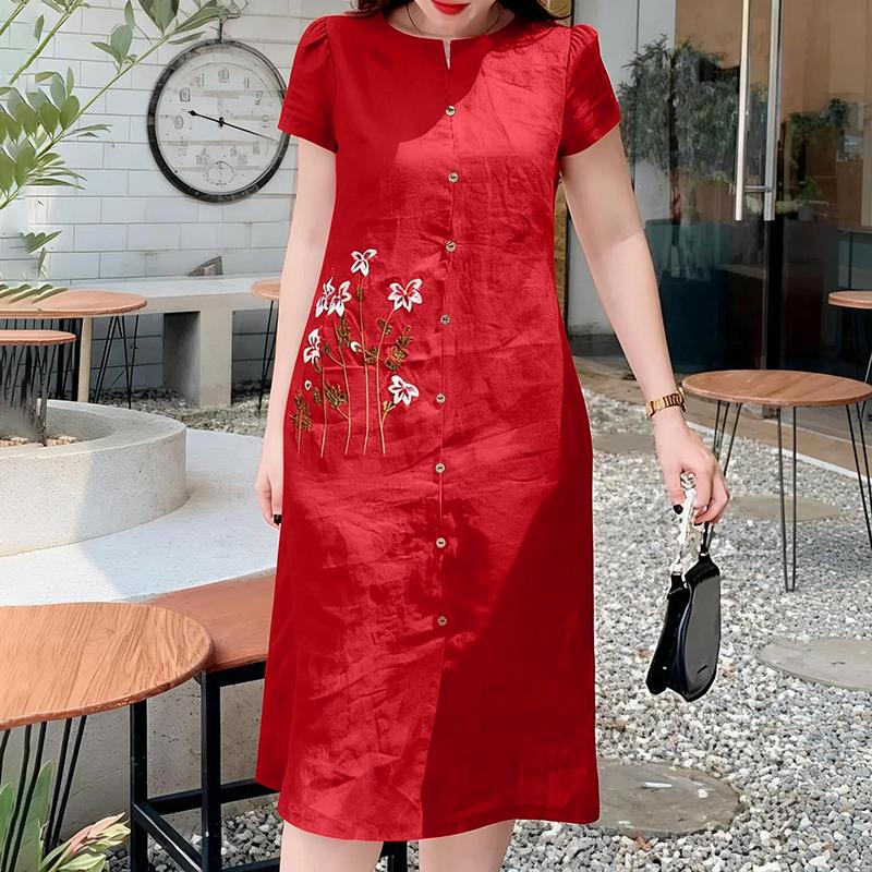ZANZEA Women Casual Round Neck Short Sleeve Floral Print Dress S