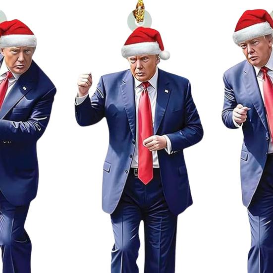 3 Pcs Trump Christmas Ornament 2D Acrylic Santa Hat Trump Pendant Car