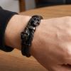 Multi-layer Leather Braided Bracelets Unique Magnetic Hand Chain Individuality Skull Wristband  Men
