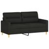 2 Seater Sofa with Decorative Cushions Black 140 cm Fabric