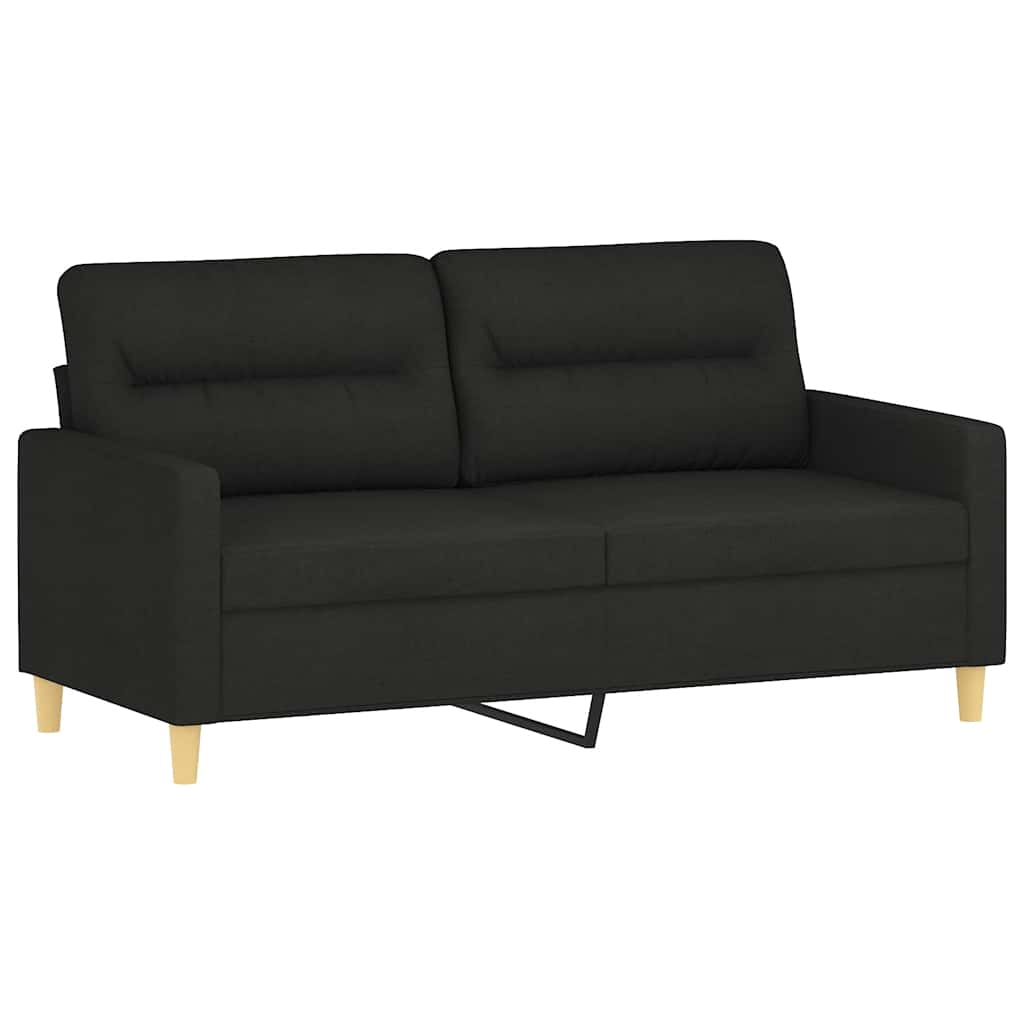 2 Seater Sofa with Decorative Cushions Black 140 cm Fabric