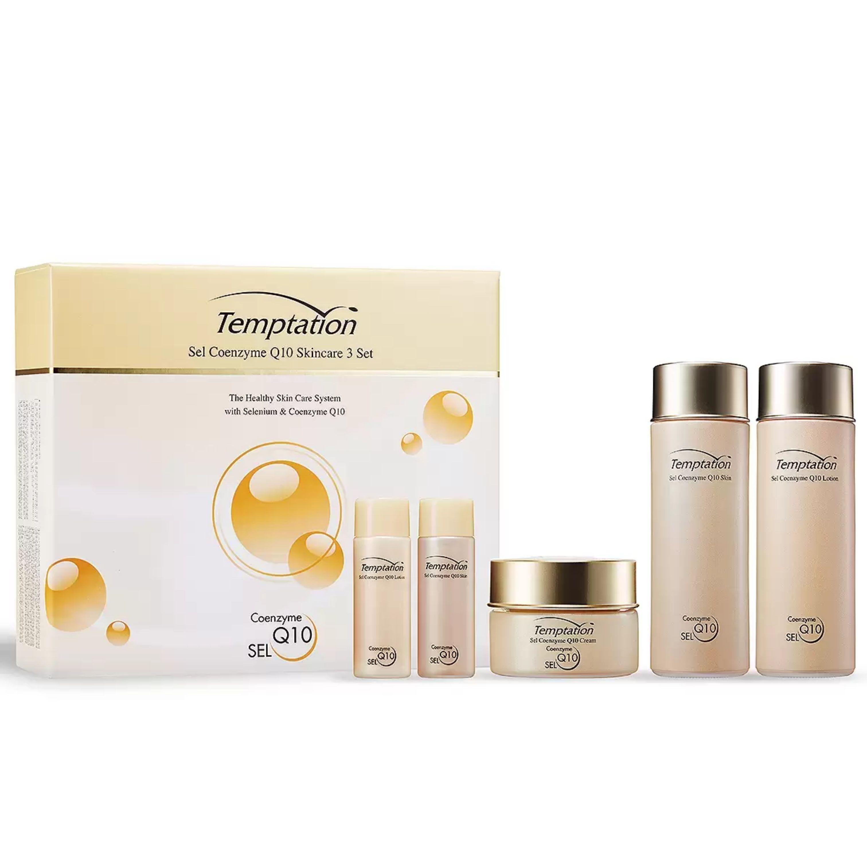 HANKOOK COSMETICS Temptation Sel Coenzyme Q10 Skincare Gift Set (Skin 160ml + 30ml / Lotion 160ml + 30ml / Cream 60ml)