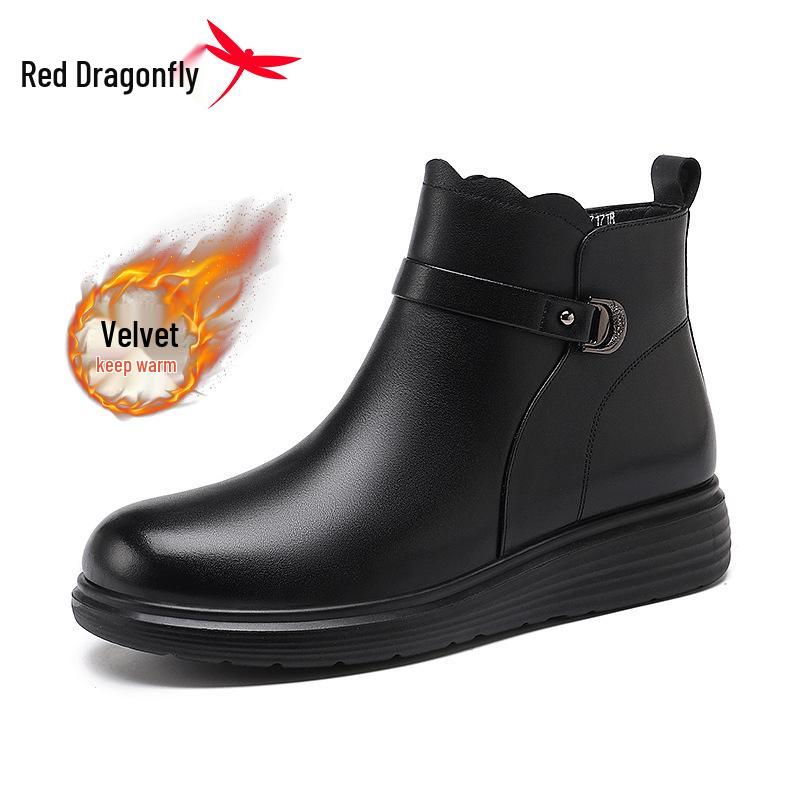 Red Dragonfly Women s Genuine Leather Winter Boots with Velvet Lining 40