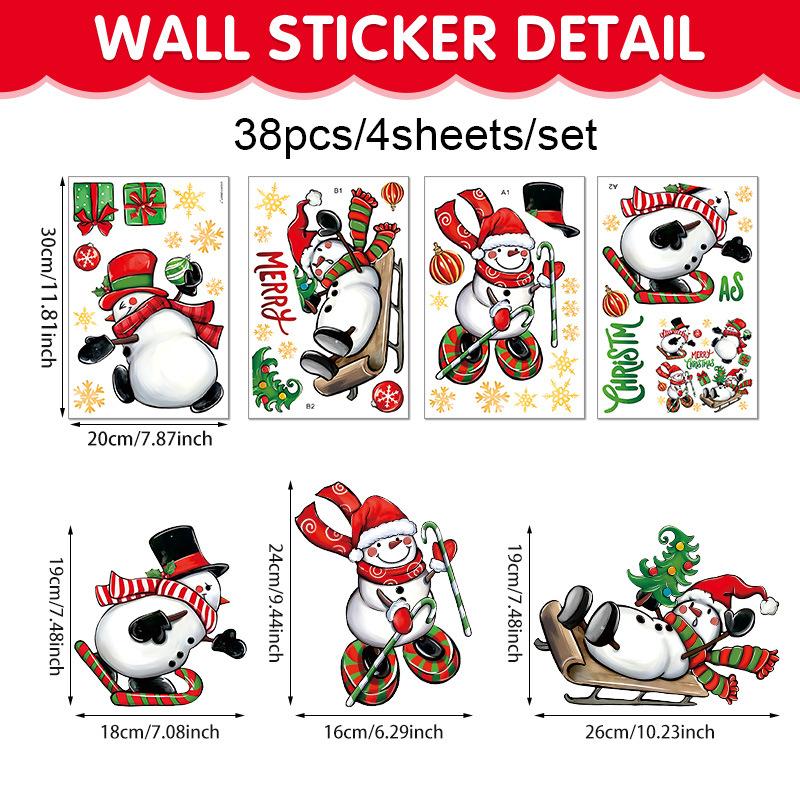 Merry Christmas glass window decoration sticker self-adhesive material white cartoon snowman gift home wall sticker