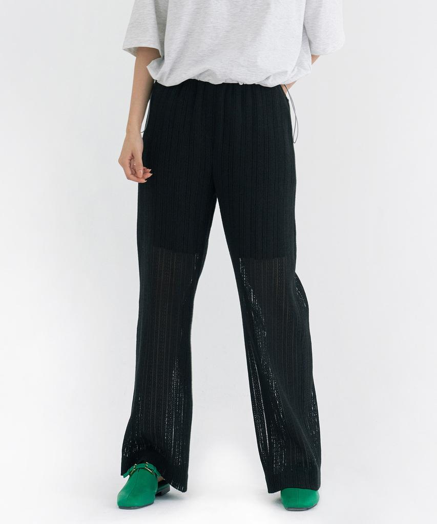 Peulleio Wide Fit Lace Pants _ Black