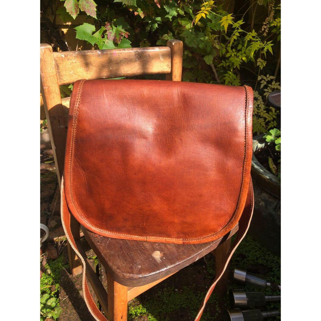 Коричневая кожаная седельная сумка среднего размера — фото 9