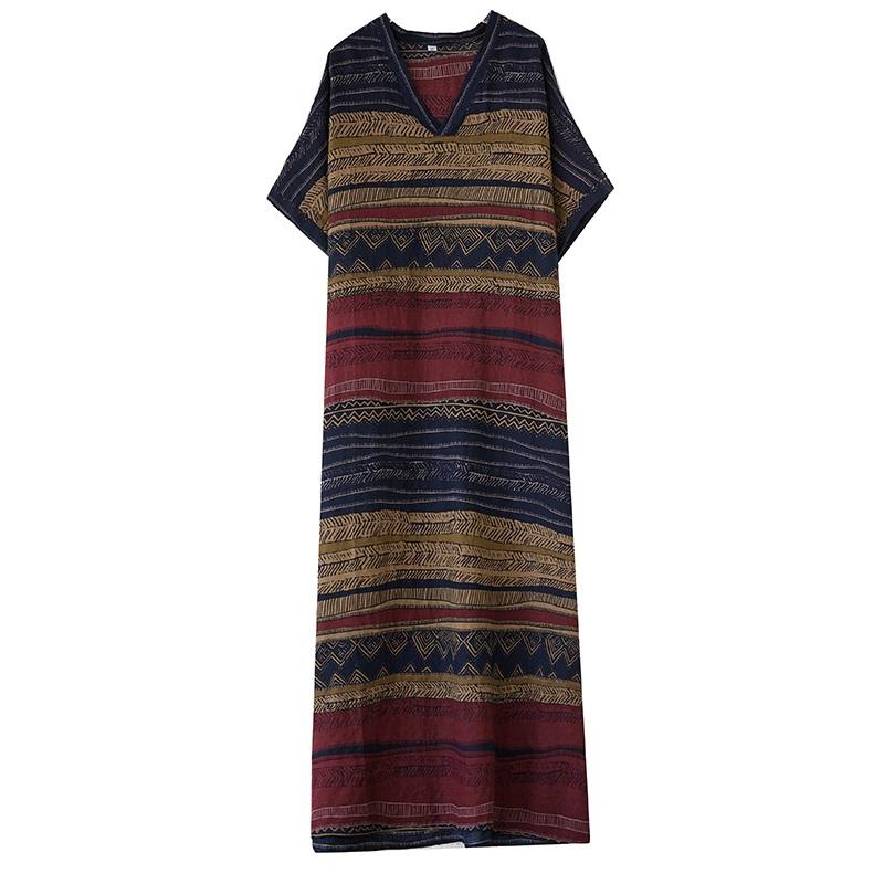 Short Sleeve Plus Size Vintage New In Dresses for Women Casual Loose Maxi Long Summer Dress