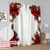 2pcs,2D Plane Printing Popular Curtain Panels Christmas Baubles Pine Branches Red Bows (2) Durable Polyester (without Rod)