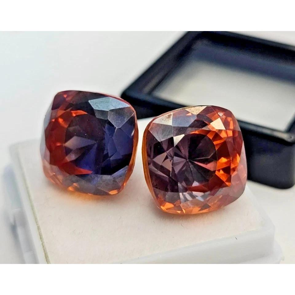 Cushion Cut Natural Pitambari Sapphire For Earring Making 45-47 Ct Pair