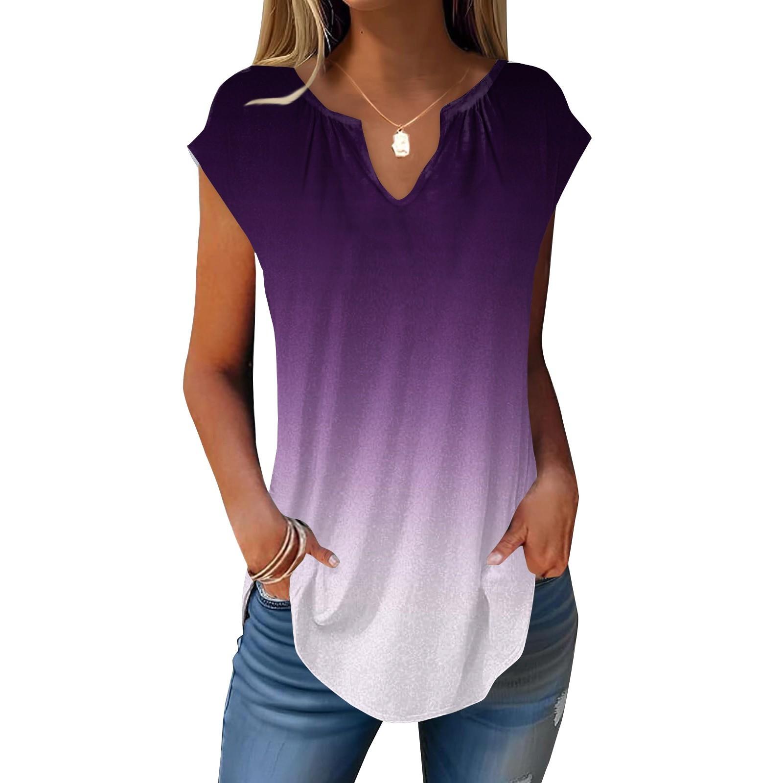 

Летние футболки с короткими рукавами для женщин, модные свободные повседневные нарядные туники с V-образным вырезом, плиссированные топы на бретелях XXXL