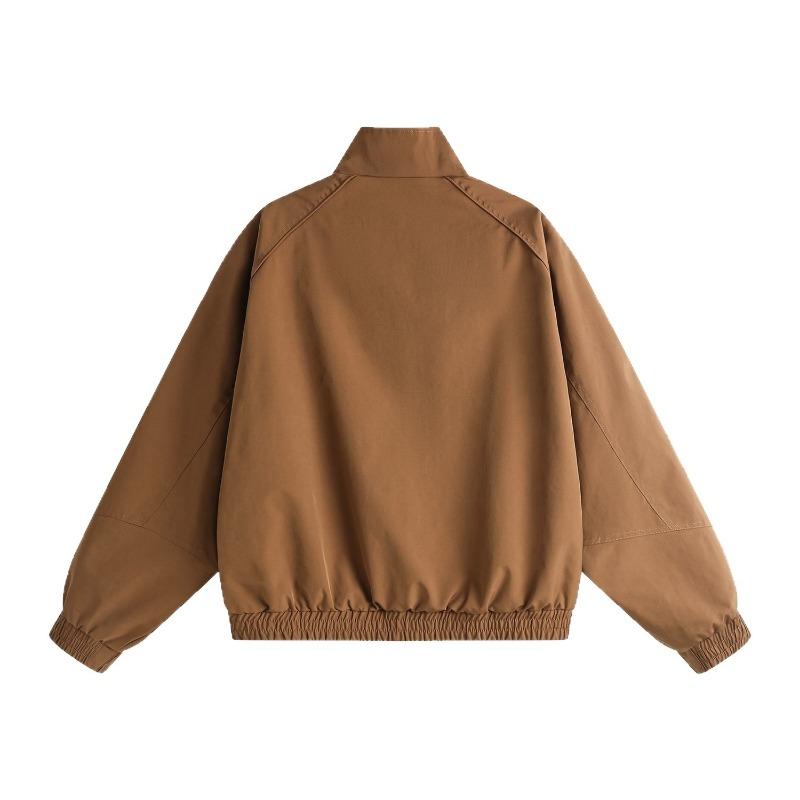 Men S Vintage Workwear Jacket Outdoor Softshell Stand Collar Long Sleeve Solid Color
