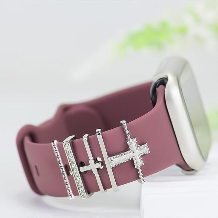 5pcs Rhinestone Watchband Ring Loops Nails Studs, Cute Metal Watch Strap Charms Decorations Compatible With IWatch Series Watchb