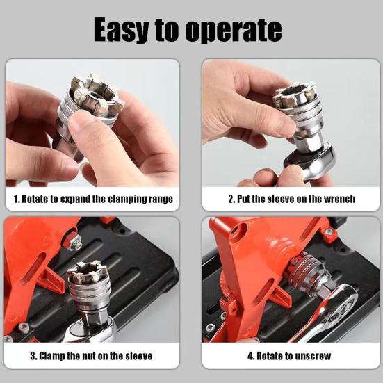 Adjustable Universal Socket Operation Multi-Function 10mm-19mm Wrench Tool Set One-Handed Drive Ratchet Torque Wrench