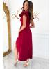 Solid Color V-Neck Ruffle Sleeve Dress with Waist-Cinching Design for Women - 2025 Summer Collection