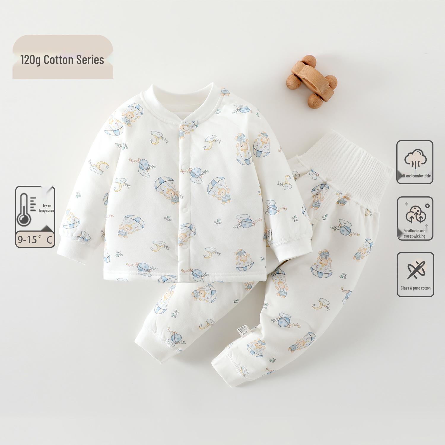 

Unisex Baby Quilted Cotton Padded Jacket & Innerwear Set - Thickened Winter Coat (120g) 80 cm