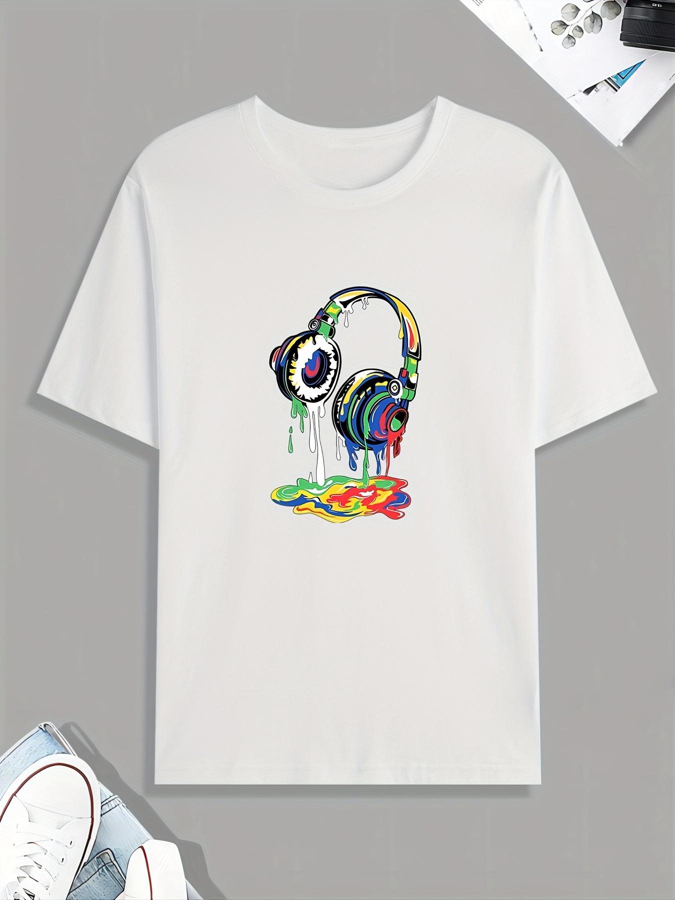 Headset Dripping Color Paint Print T Shirt XXXXL