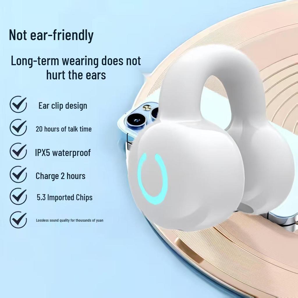 YX09 Bluetooth Earbuds - True Wireless, Ear Clip Style, Gaming & Sports, Ultra-Long Battery, Ultra-Low Latency, Best Seller