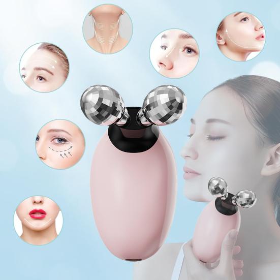 Microcurrent Facial Roller V-Shape Massager for Anti-Aging & Lymphatic Drainage Rechargeable Skin Tightening Device