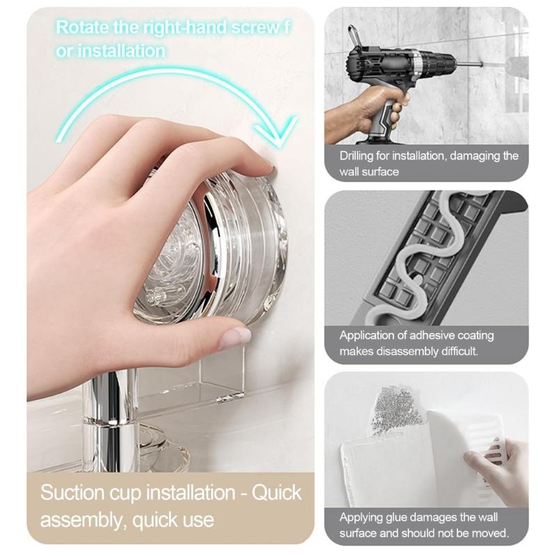 Saugnapf Wandmontierter Seifenhalter Mit Schnelltrocknendem Design Langlebiger Kunststoff Badezimmer-Organizer Für Küche Dusche Spülbecken Arbeitsplatte