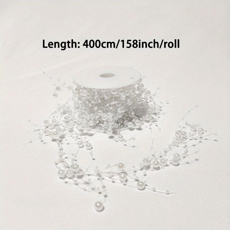 

1 рулон 158 дюймов белая гирлянда из бусин, нить, декор для свадебного приема, букет невесты, гирлянды из нанизанных бусин, центральный элемент
