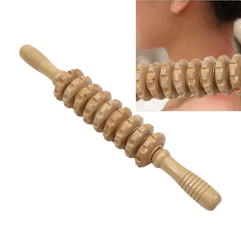 Ahşap Terapi Silindir Dişli Çubuk Masaj Aleti Selülit Zayıflama Silindir Masaj Aleti Lenfatik Drenaj Vücut Şekillendirme Tetik Çubuk