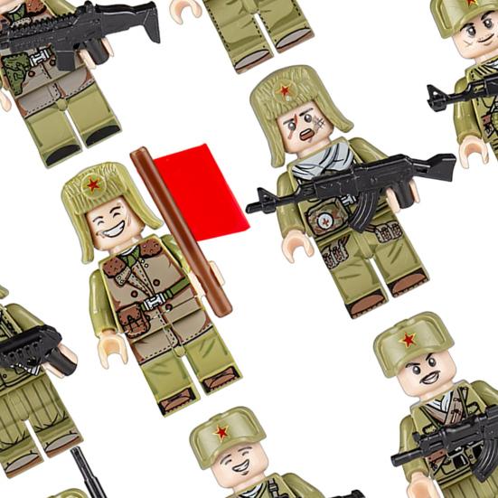 Yousheng Military Building Block Kit 12 Pcs Soldiers Mini Figures Toys Set with Weapons Gifts for Boys Children