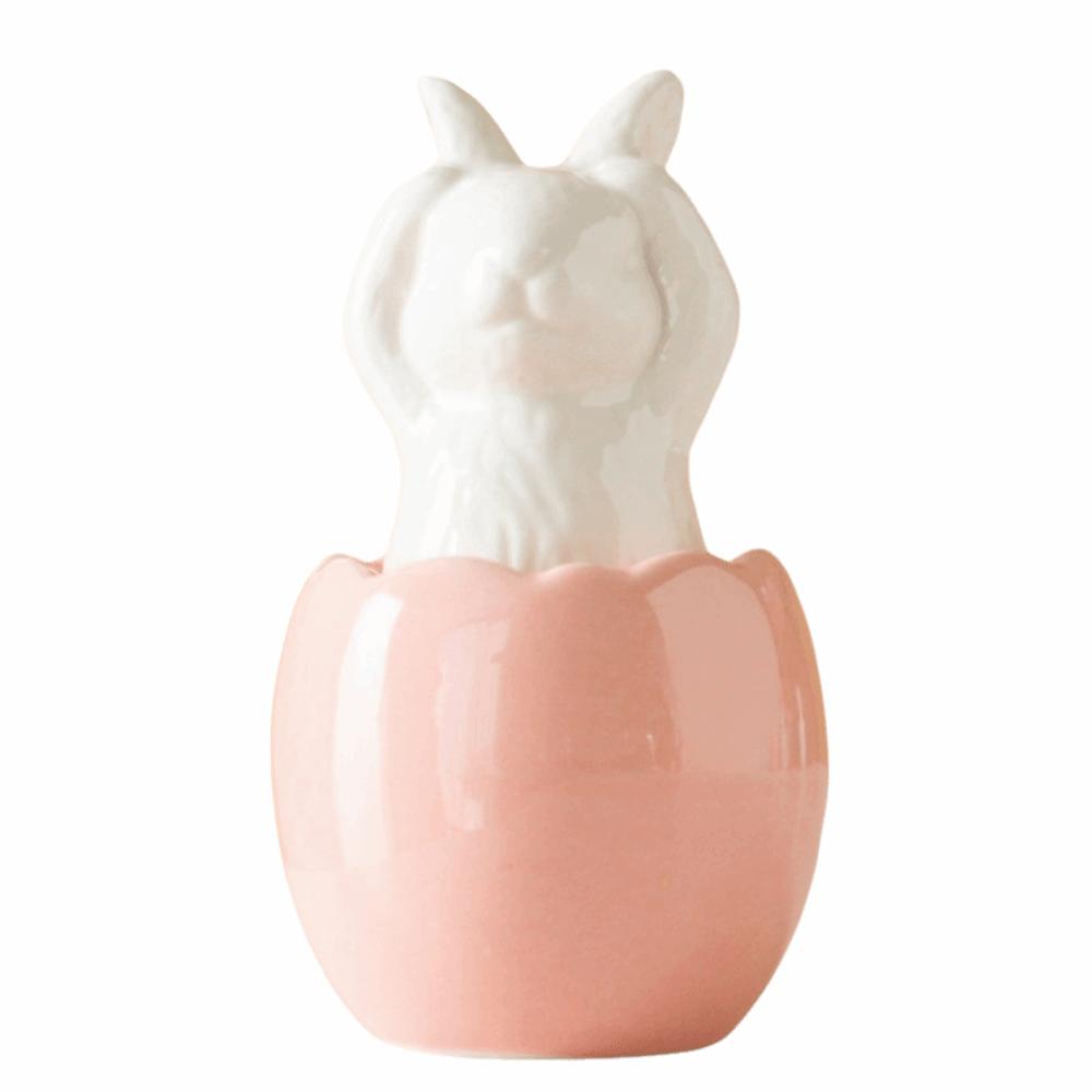 1/3Pcs Hand Painting Ceramic Bunny Figurines Smooth Finish Easter Bunny Decorations Tabletop Scene Pink Style 3