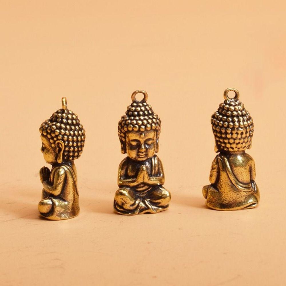 Miniature Sakyamuni Buddha Pendant Brass Crafts Mini Buddha Figurine  Keychain
