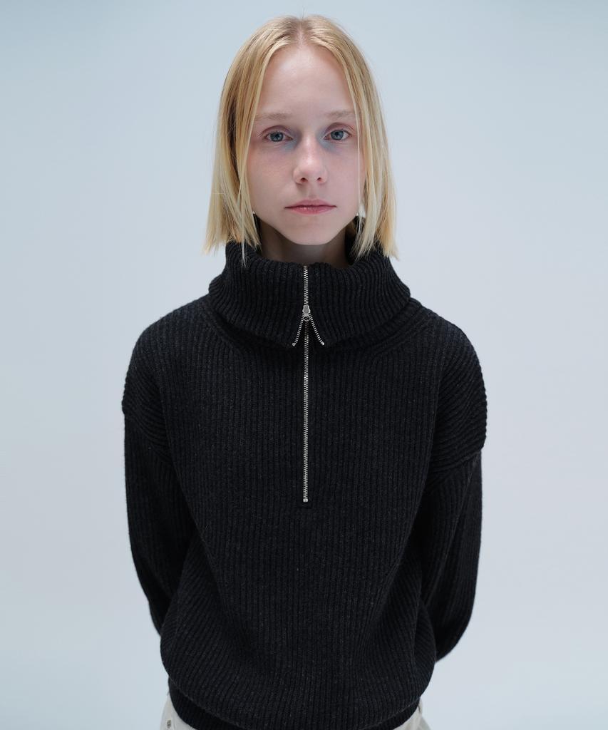 Daiaegeuneol Sailor Half Zip Up Knit (Charcoal)