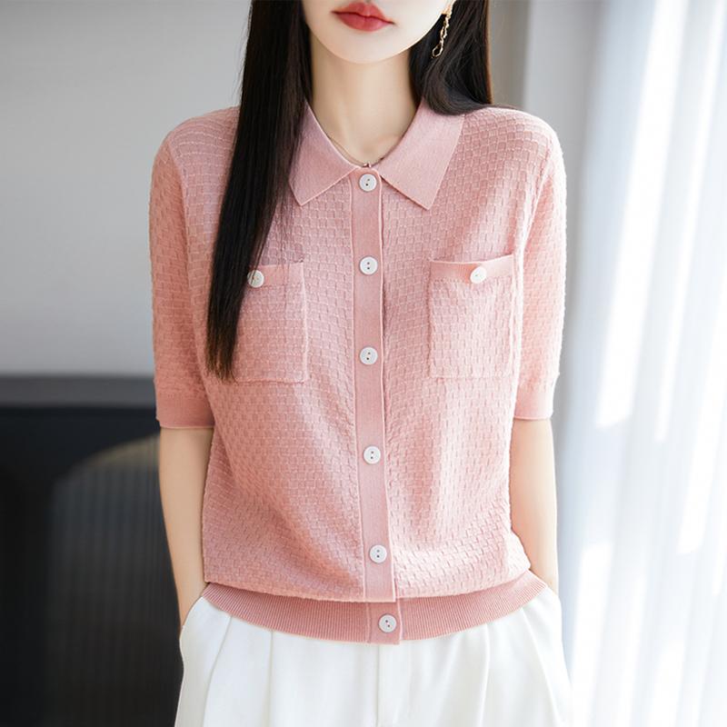 Leichte Strickjacke für Damen aus 50 % Wolle und 50 % Maulbeerseide – vielseitige Strickware für 4 Jahreszeiten für ganzjährigen Komfort und Stil