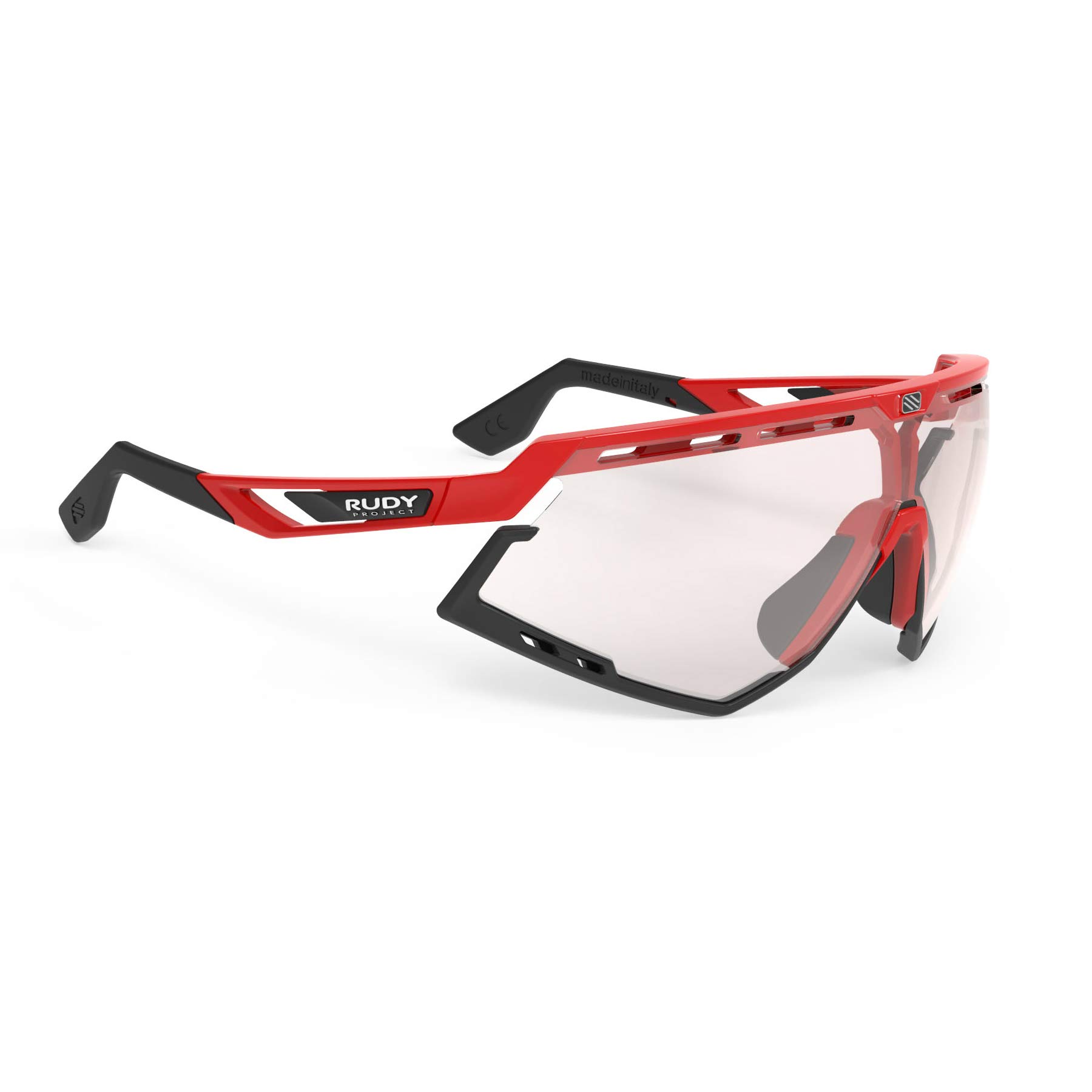 

RUDYPROJECT DEFENDER Sports Fire Red Gloss Impact 2 Photochromic Laser Red Sunglasses, Frame/Bumper Black, X® Lenses, SP528945-0000