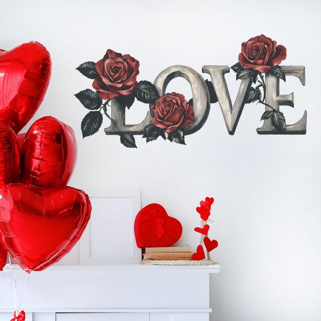 Rose-shaped Stickers for Bedroom Living Room Entrance Hall Home Background and Wall Beautification