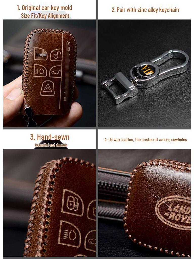 Jaguar XEL/XFL/XJ/F-PACE/E-PACE Key Fob Cowhide Case