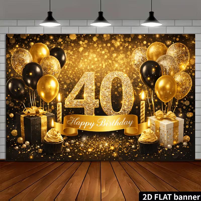 2D Sparkle Confetti Backdrop for Men's/Women's Birthdays, Classic & Elegant Parties