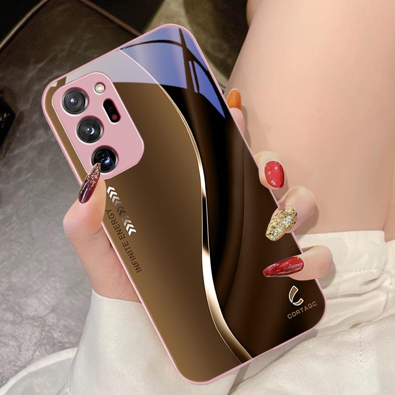 Tempered Glass Phone Case For Samsung Galaxy Note 8 9 10 PRO 20 Ultra A01 02 03 Core 04E 4G A10 12 13 5G Liulian Sunset Red