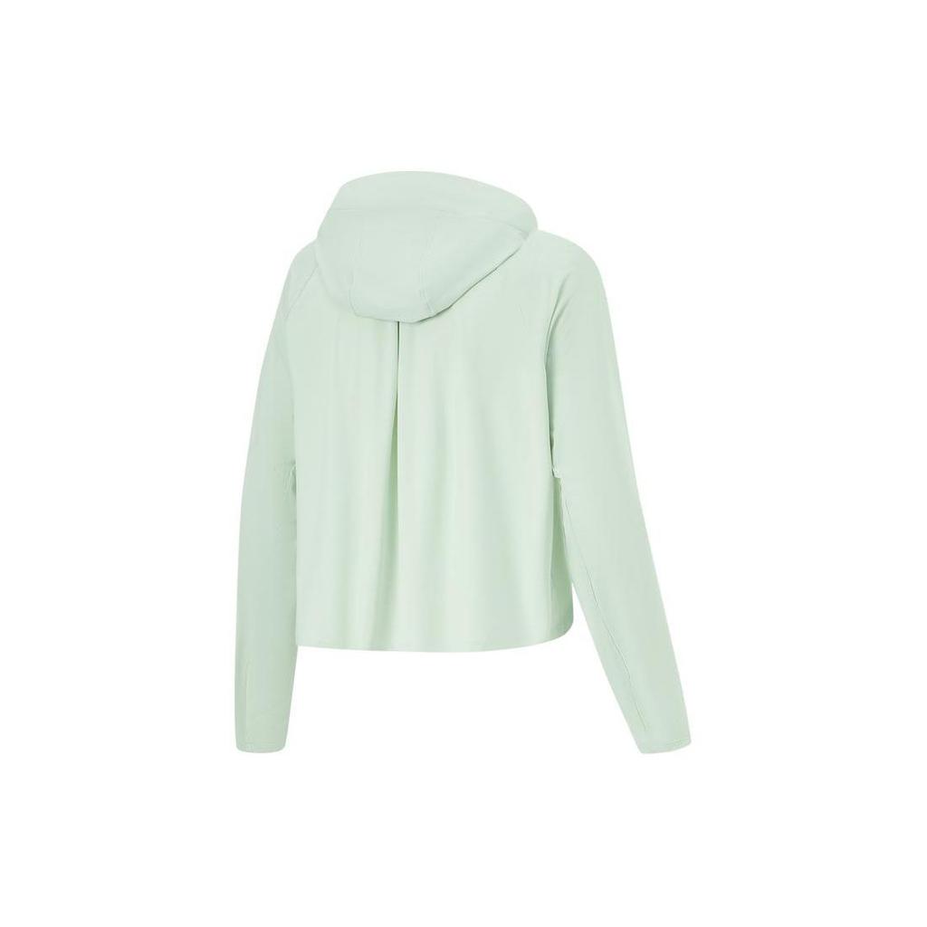 Li-Ning Lightweight Breathable Solid Color Hooded Cardigan Sweatshirt Women Tops Ice-Green AWDU476-8