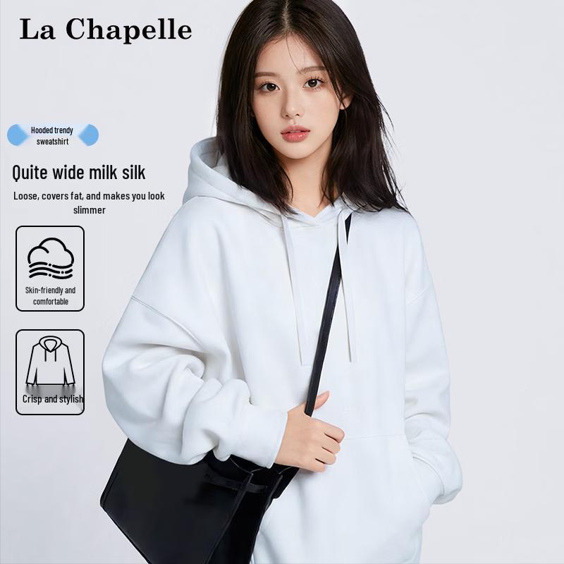 La Chapelle Women's Solid Color Loose Fit Hoodie