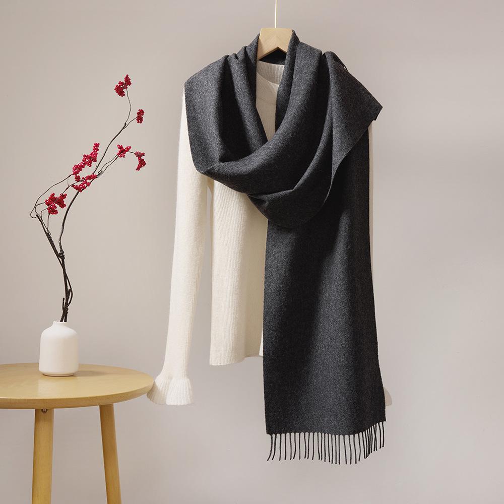

Universal Wool Scarf Shawl: Men s & Women s Herringbone Solid Color for Autumn/Winter