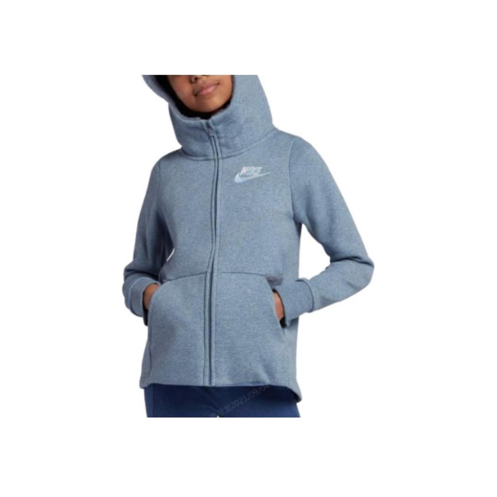 Nike Kids Logo Print Hooded Jacket Kids jackets Gray AV8422-445