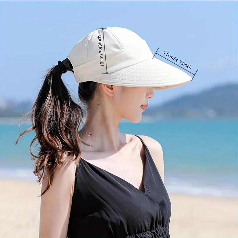 1PC Detachable Dual Purpose Sun Hat Summer Wide Brim UV Protection Empty Top Cap for Women Outdoor Sunscreen Beach Fisherman Hat