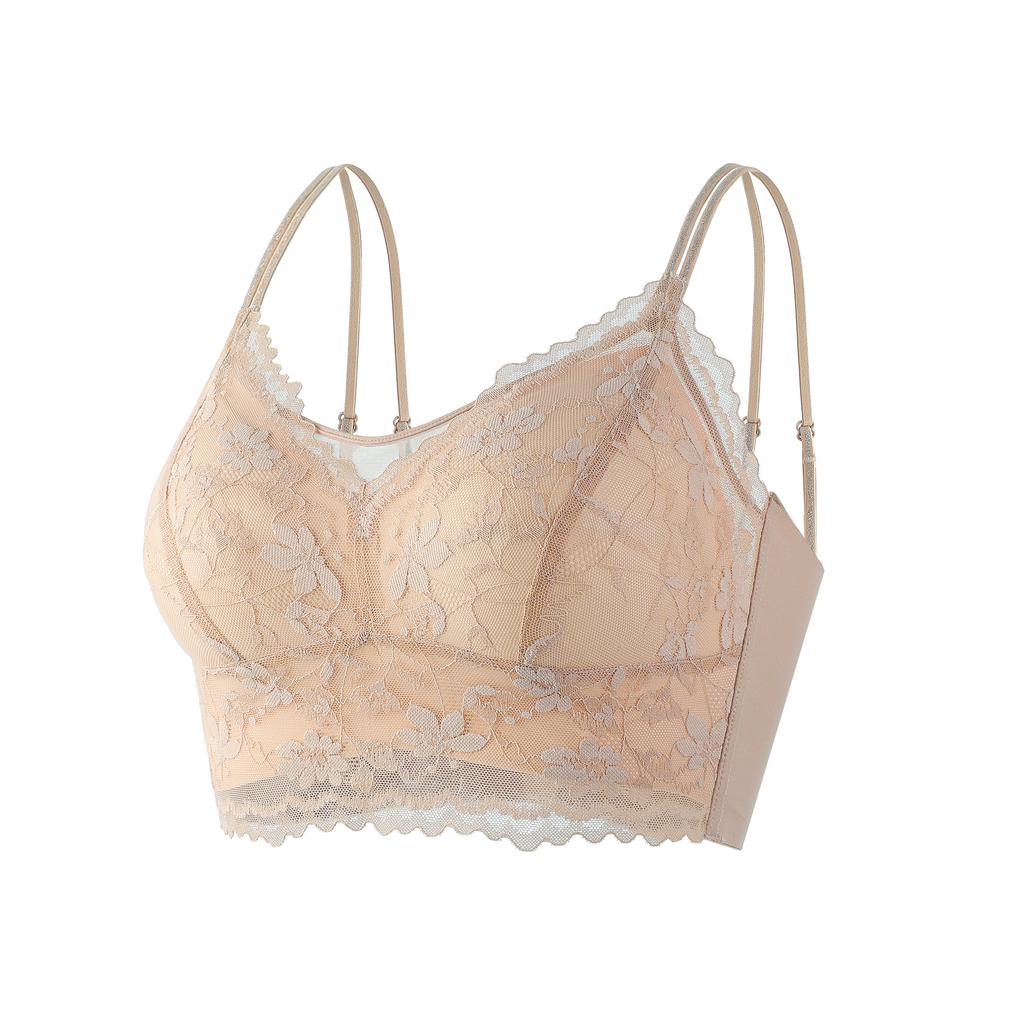 New large size lace, large breasts show small tube top, ultra-thin quick-drying beauty back underwear, women's sexy inner bra