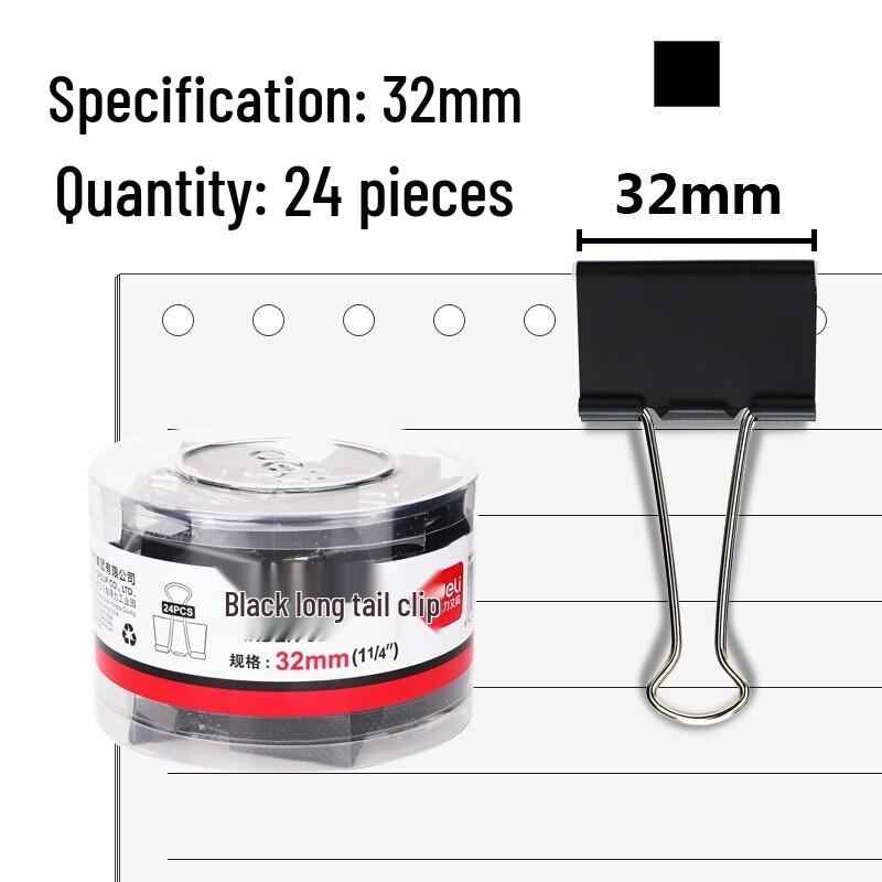 Deli 32mm Black Binder Clips
