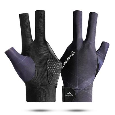 Open Finger Billiard Gloves Breathable Polyester Snooker Sport Glove Adjustable Sticker Smooth Soft Lightweight Amateur Training